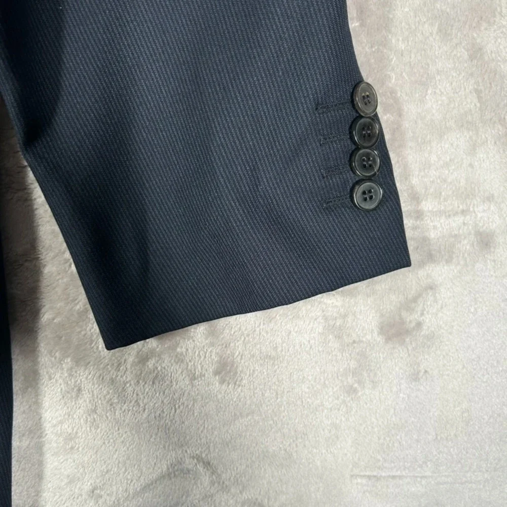 Ermenegildo Zegna Blazer Mens 46L Blue Striped Wool Sport Coat Made In Italy EUC